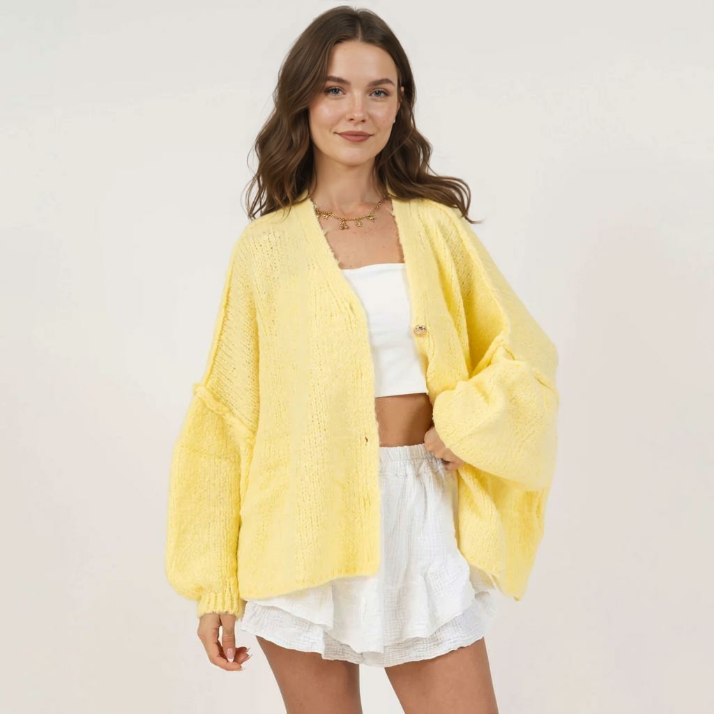 CozyGlam lielizmēra V veida kardigans