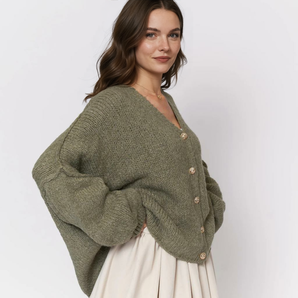 CozyGlam lielizmēra V veida kardigans