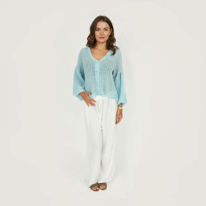 Smalks ažūra adīts kardigans