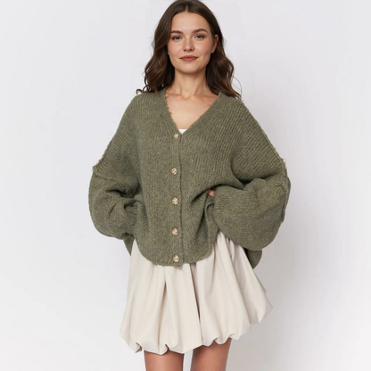 CozyGlam lielizmēra V veida kardigans