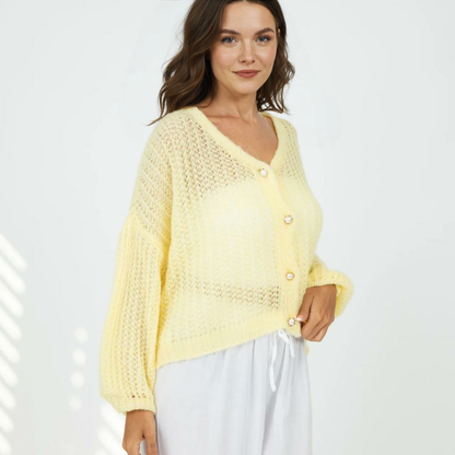 Smalks ažūra adīts kardigans