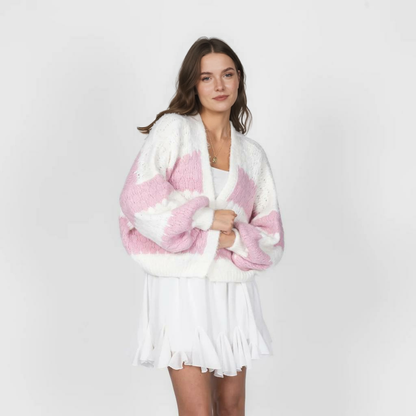 Treknrakstā svītru liela izmēra kardigans