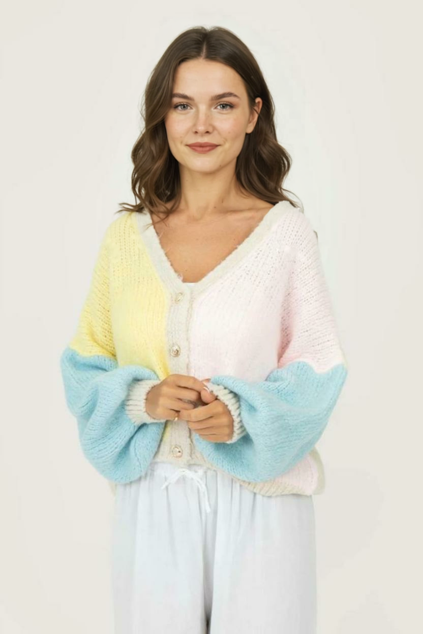 Pasteļtoņa samta lielizmēra kardigans