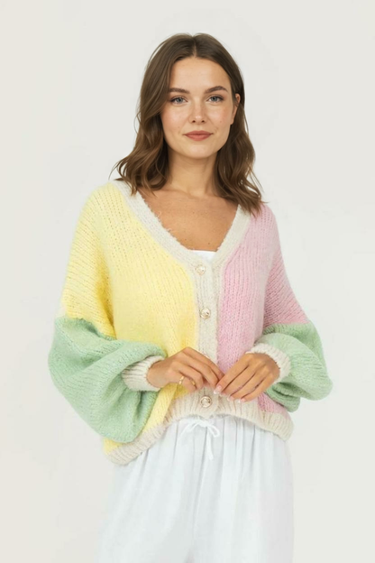 Pasteļtoņa samta lielizmēra kardigans