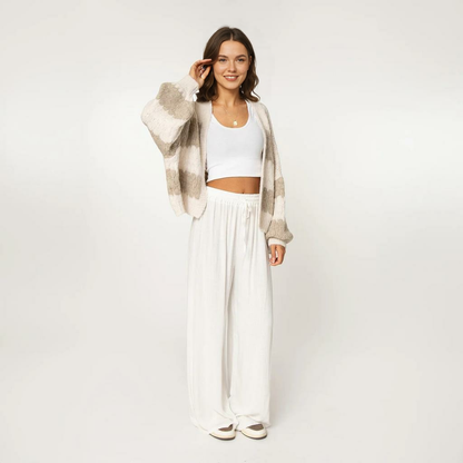 Treknrakstā svītru liela izmēra kardigans