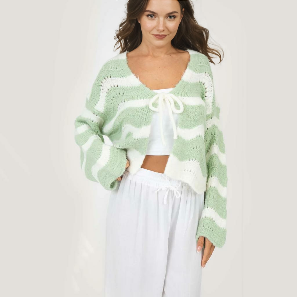 Mājīgs viļņots kardigans