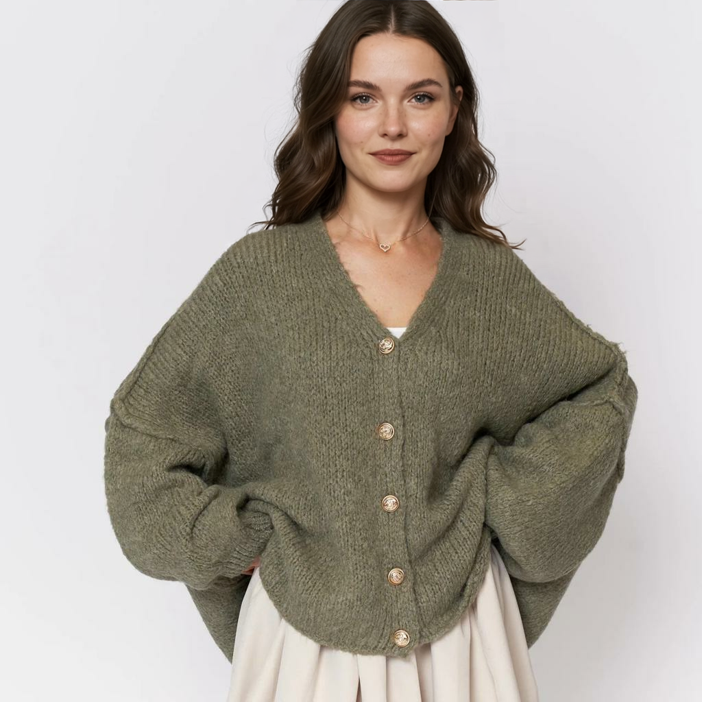 CozyGlam lielizmēra V veida kardigans