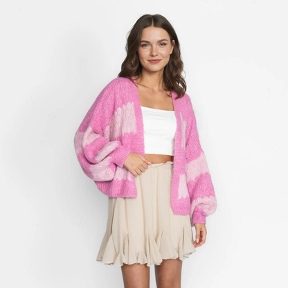 Treknrakstā svītru liela izmēra kardigans