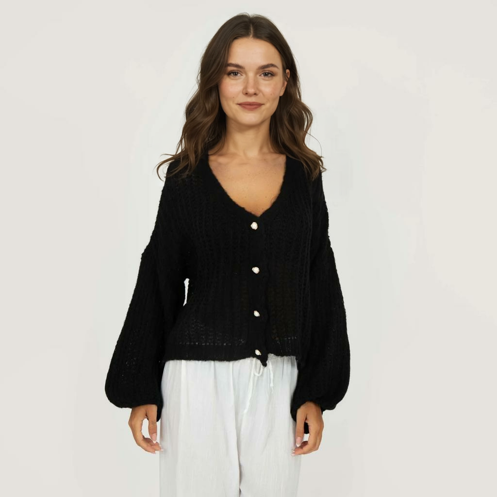 Smalks ažūra adīts kardigans