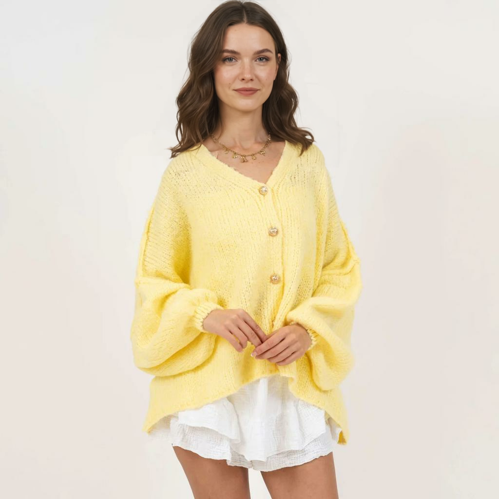 CozyGlam lielizmēra V veida kardigans