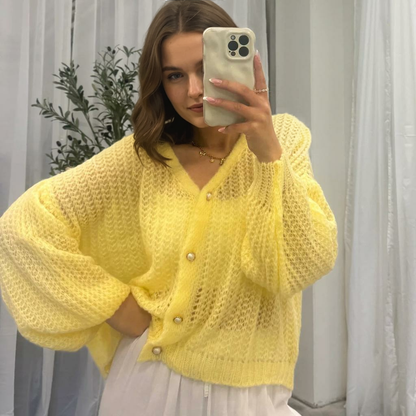 Smalks ažūra adīts kardigans